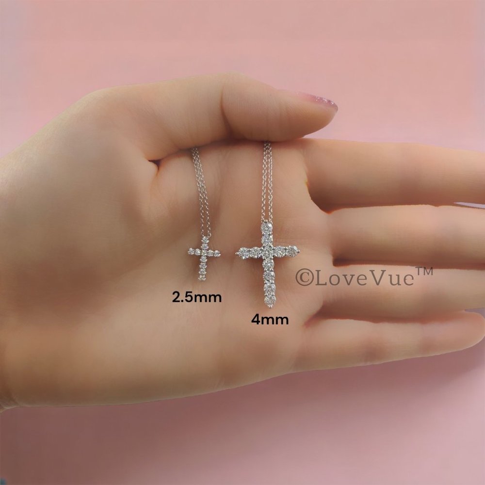 2.5mm Diamond Brilliant Cut Cross Pendant Necklace - Picture 8 of 17